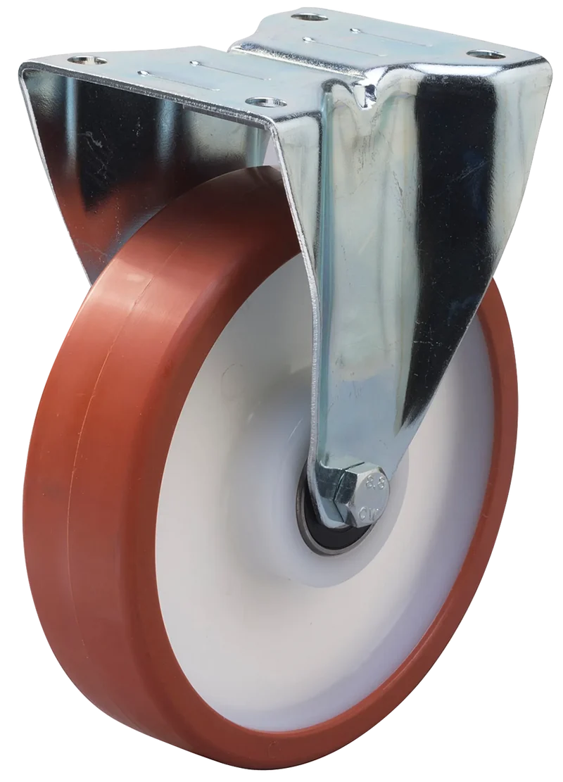 Länkhjul typ 4P TPU/PA6 plåtbygel TPU-bana Swede-wheel