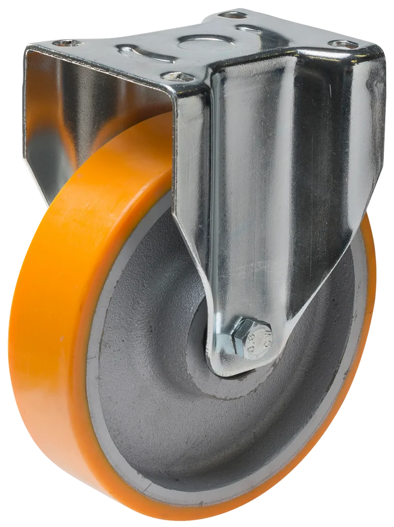 Länkhjul typ 8P PU/CI plåtbygel gjuten PU-bana Swede-wheel