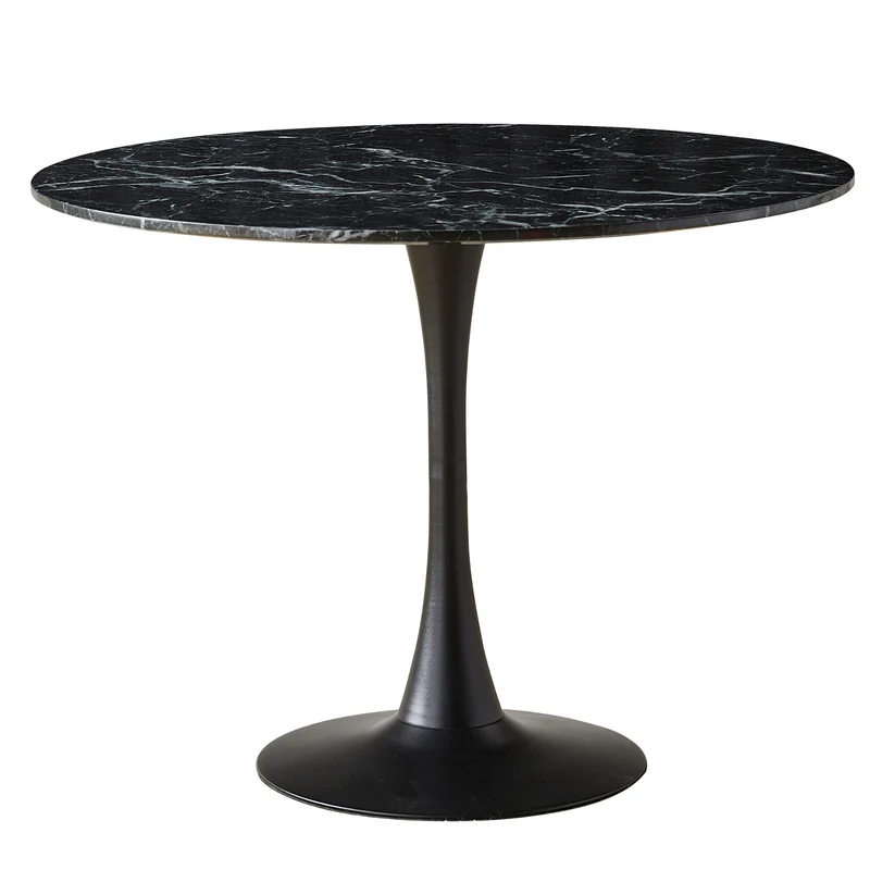 Zander - Runt svart matbord med marmorlook, 100 cm