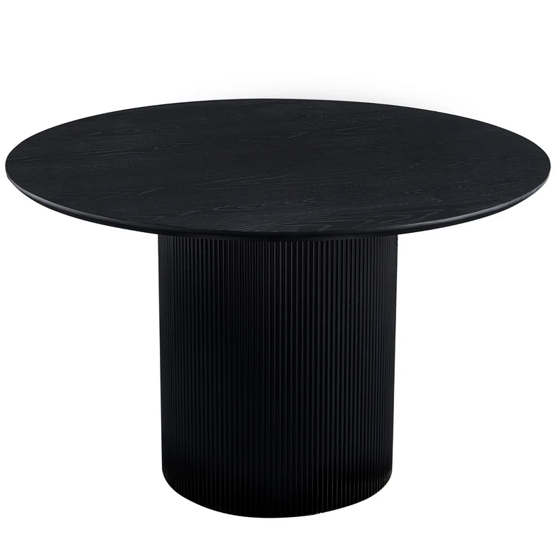 Carisma - Runt matbord med lameller, 120 cm i svart med pelarben