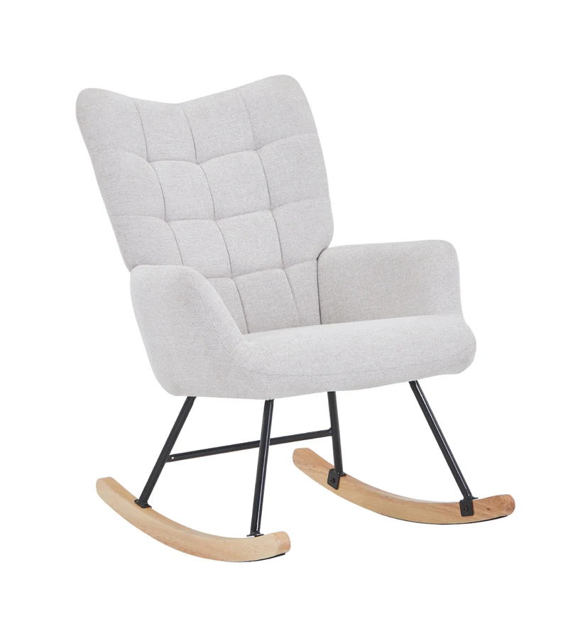 Robert gungstol med armstöd – beige tyg med ek