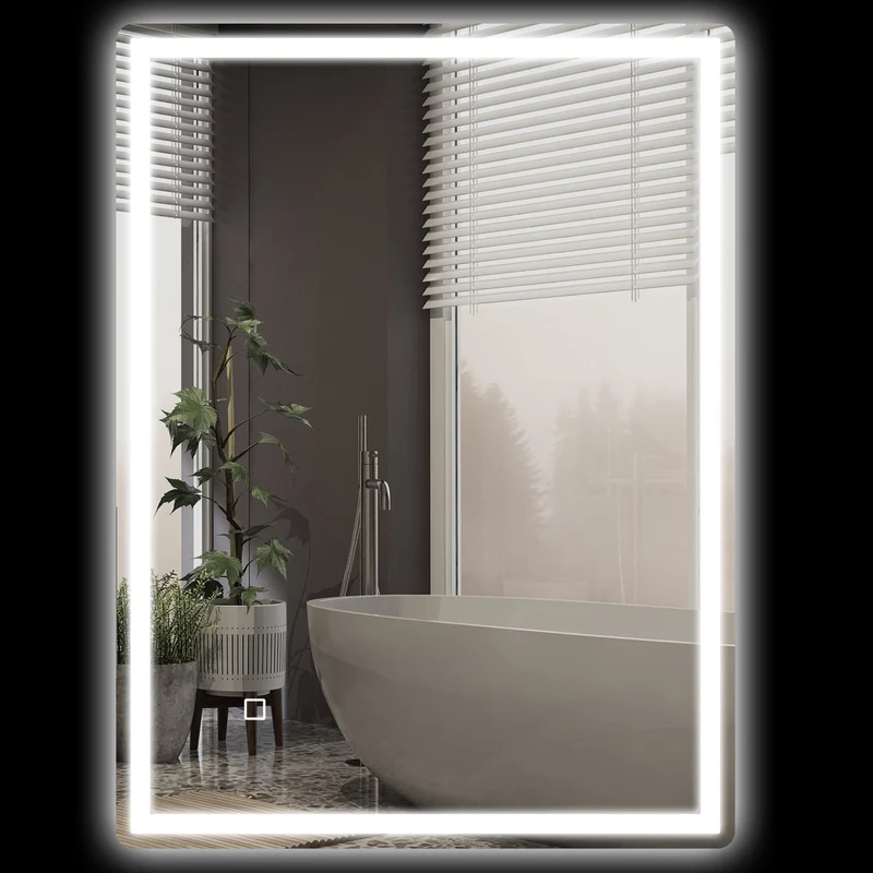 Stmívatelné koupelnové zrcadlo 80x60 cm, s funkcí proti zamlžování a pamětí