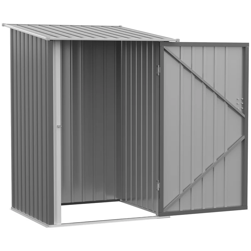 Uzamykatelná ocelová zahradní skříň, pultová střecha, 0,92 m², šedá