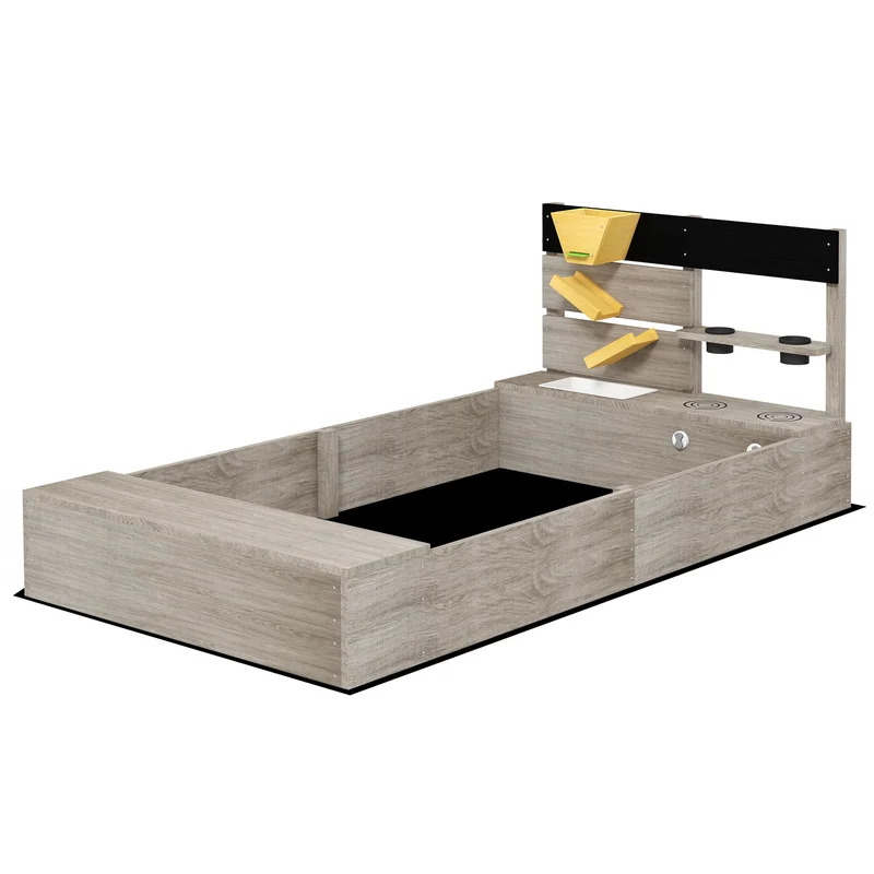Dřevěné pískoviště pro děti od 3 do 7 let, bezedný design, 154x80x60 cm