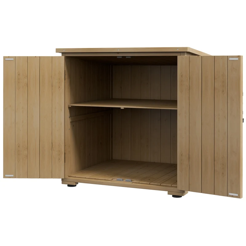 Dřevěný zahradní domek na nářadí odolný vůči povětrnostním vlivům – dvoukřídlé dveře, 77,5 x 88 x 90 cm