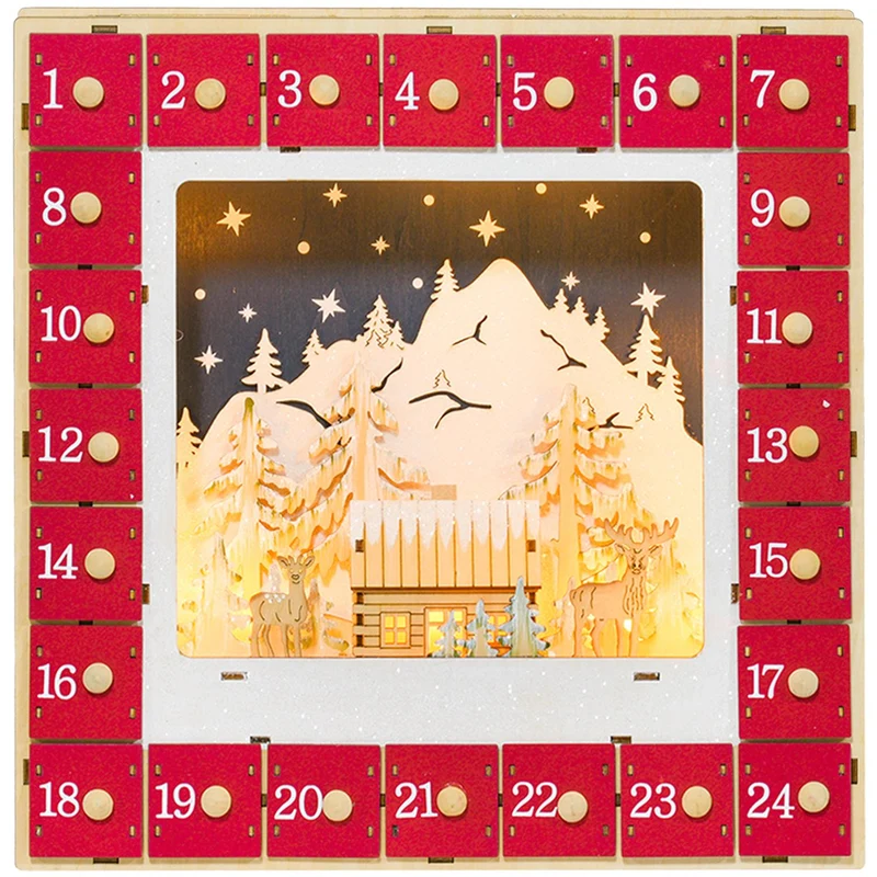 Vánoční adventní kalendář s LED osvětlením, 24 přihrádek pro vlastní výrobu