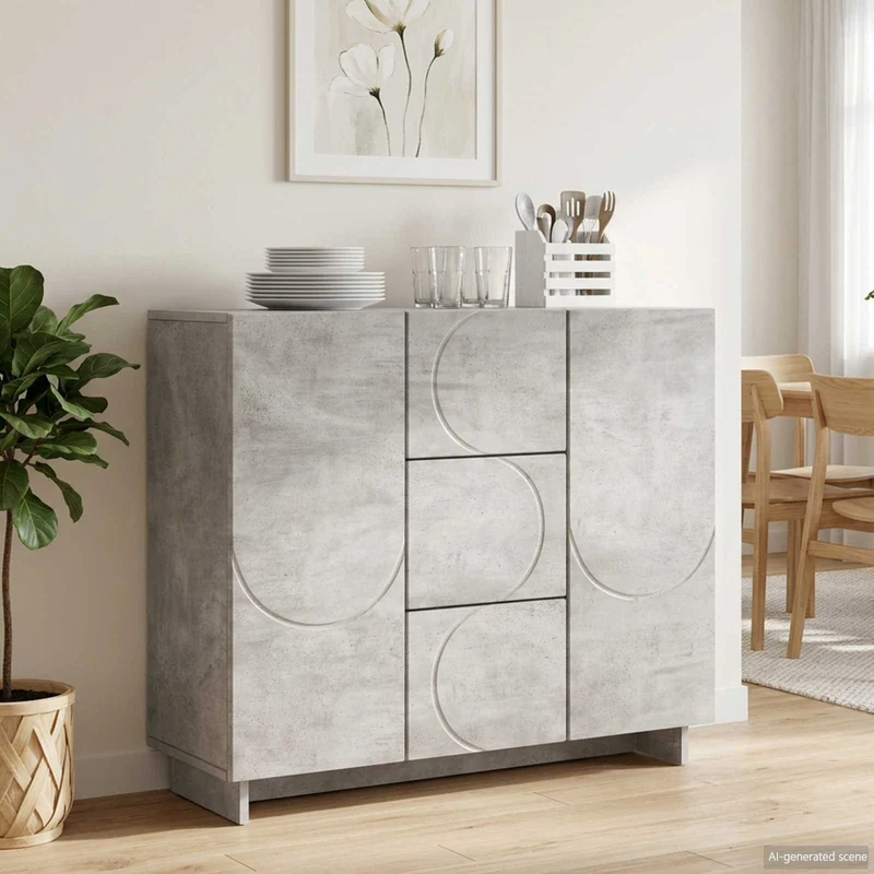 Sideboard Betonggrå 85.5 x 31 x 75 cm Konstruerat trä