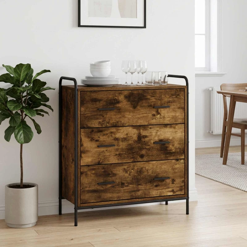 Sideboard Rökt ek 97 x 33 x 81 cm Konstruerat trä