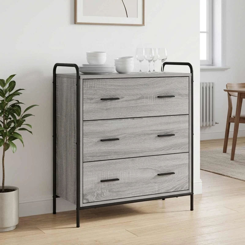 Sideboard Grå Sonoma 97 x 33 x 81 cm Konstruerat trä