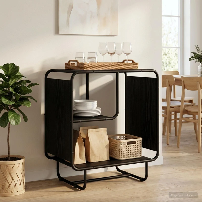 Sideboard Svart ek 60 x 37,5 x 64,5 cm Konstruerat trä