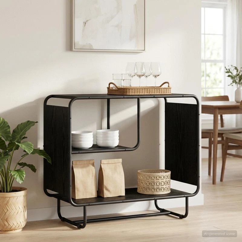 Sideboard Svart ek 80 x 37,5 x 64,5 cm Konstruerat trä