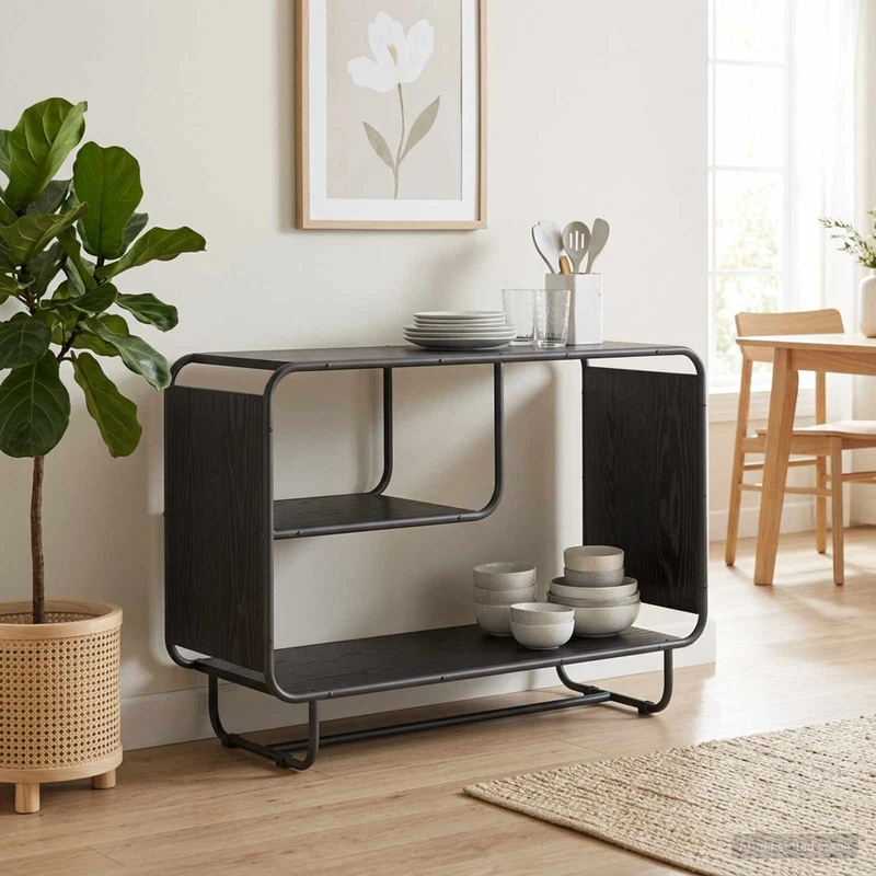 Sideboard Svart ek 93.5 x 37.5 x 64.5 cm Konstruerat trä