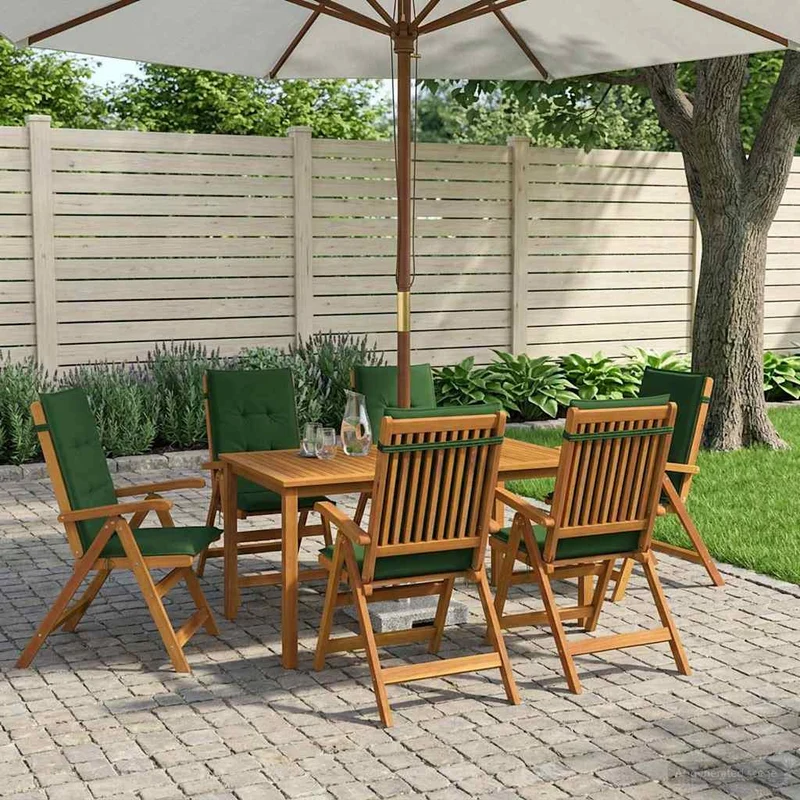 7-delars matgrupp för trädgården Naturlig Massivt Akaciaträ