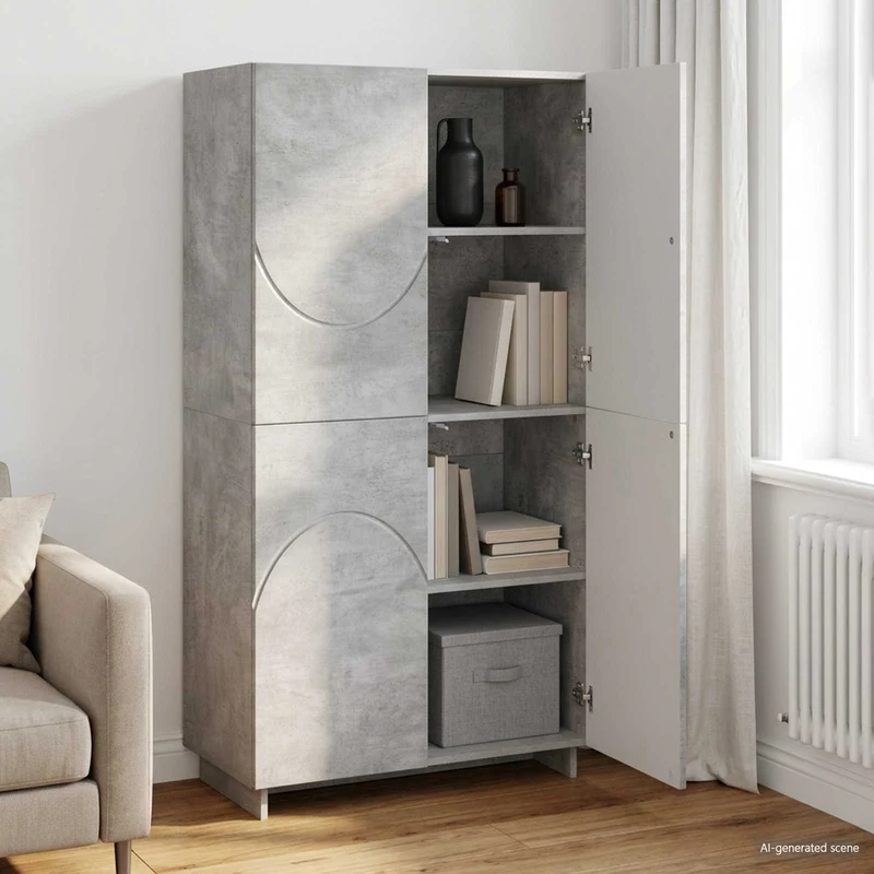 Högskåp Betonggrå 79 x 41 x 151 cm Konstruerat trä