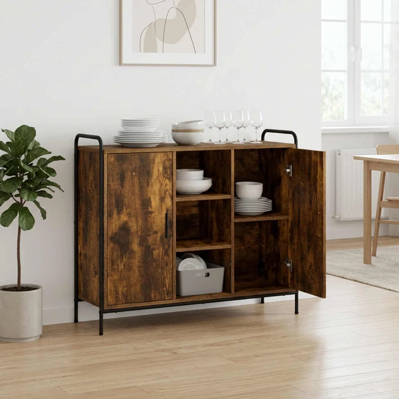 Sideboard Rökt ek 97 x 33 x 81 cm Konstruerat trä