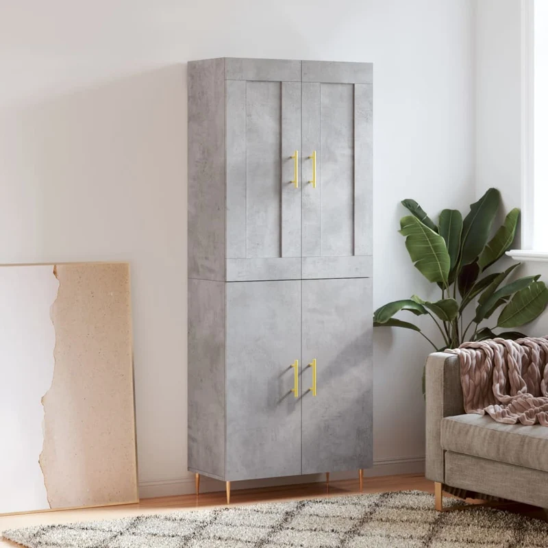 Högskåp betonggrå 69,5x34x180 cm konstruerat trä