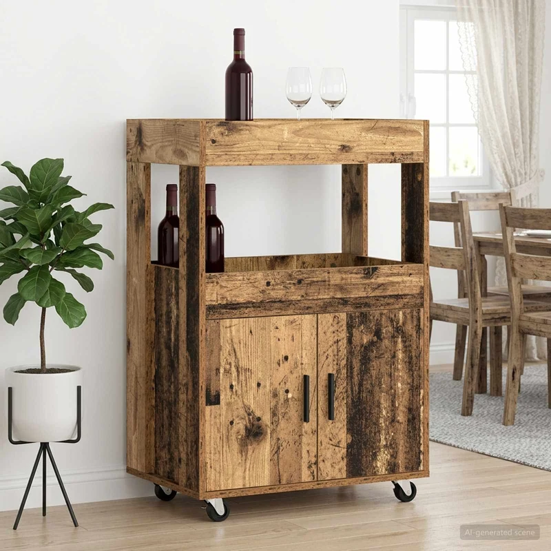 Barvagn Gammalt trä 60 x 39.5 x 89 cm Konstruerat trä