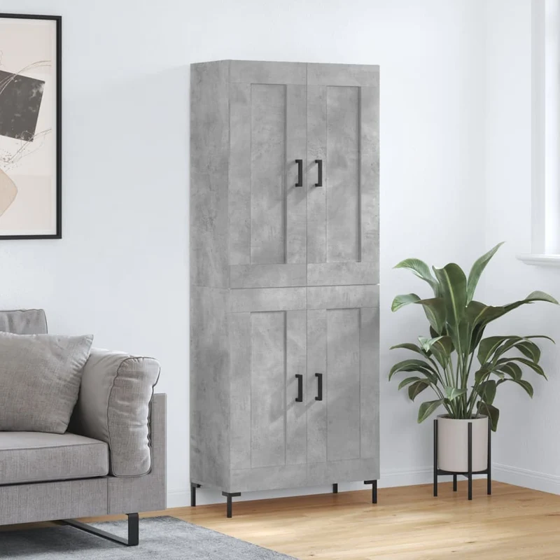 Högskåp betonggrå 69,5x34x180 cm konstruerat trä