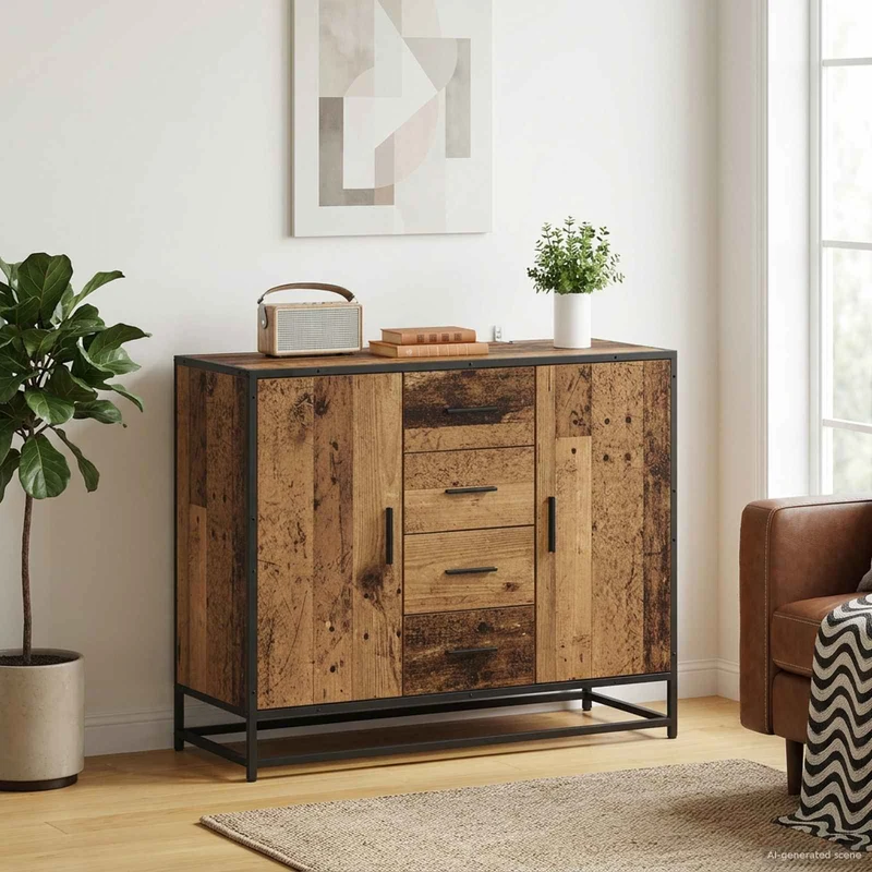 Sideboard Gammalt trä 92 x 35 x 76 cm Konstruerat trä