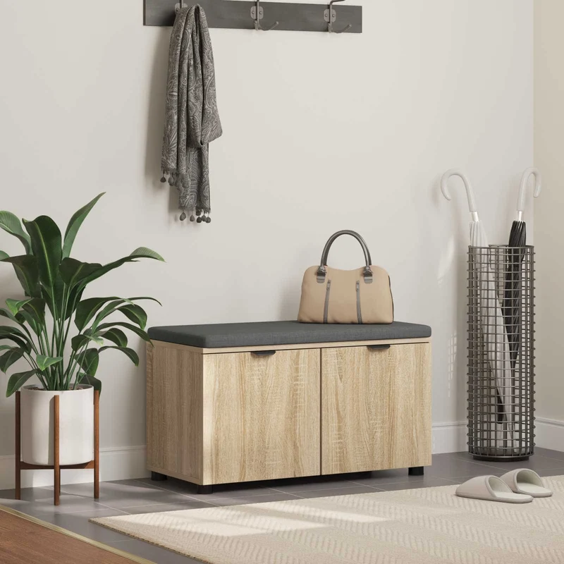 Hallbänk Sonoma-ek 80 x 38 x 46 cm Konstruerat Trä och Tyg