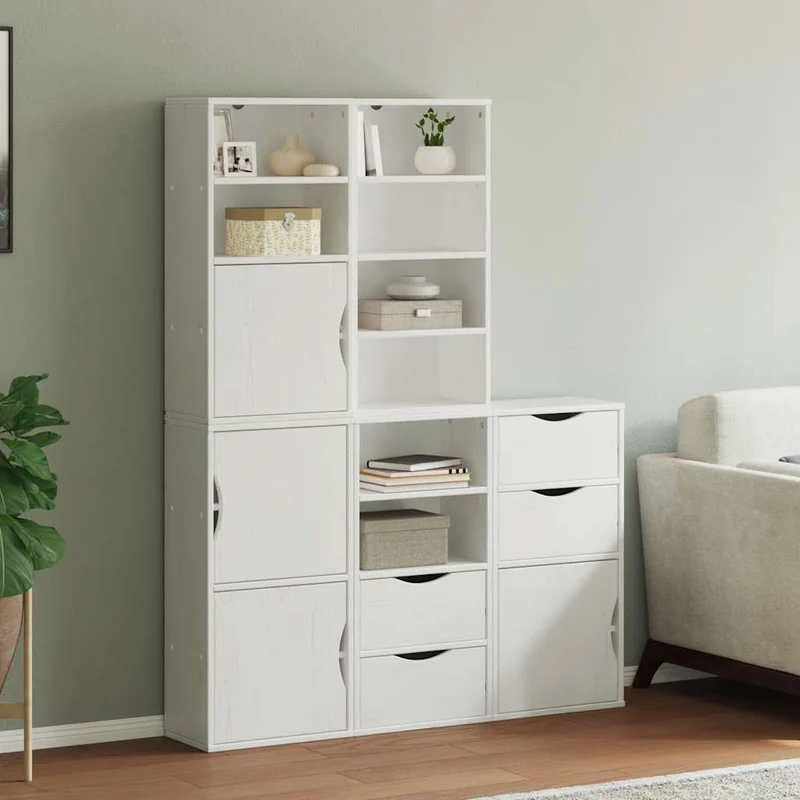 Sidoskåp 5 st "ODDA" vit 40x24x79 cm massivt trä furu