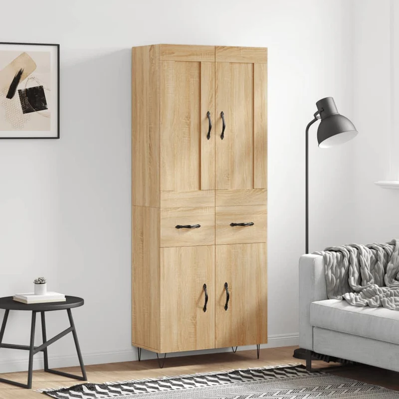 Högskåp sonoma-ek 69,5x34x180 cm konstruerat trä