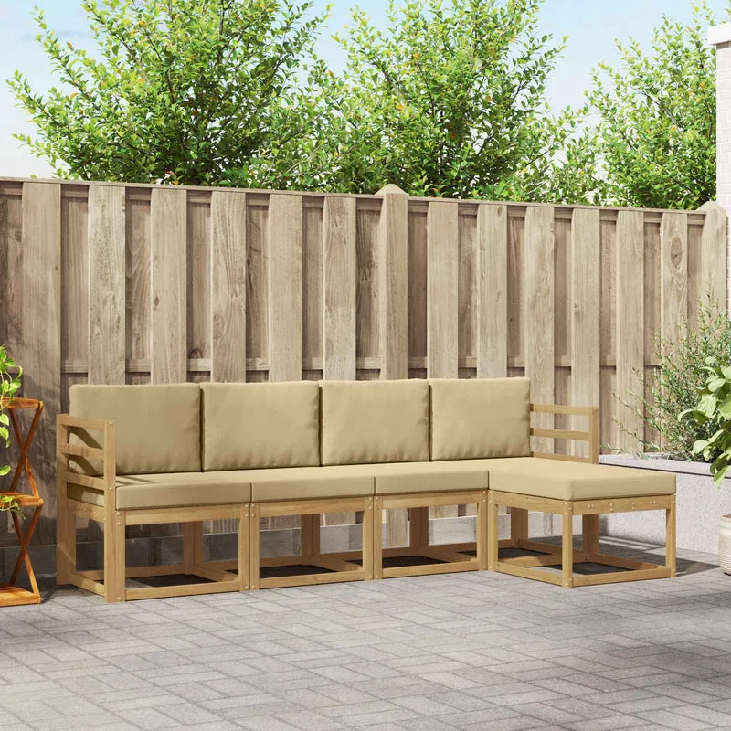 Utomhussoffset 5 st Vit och Beige