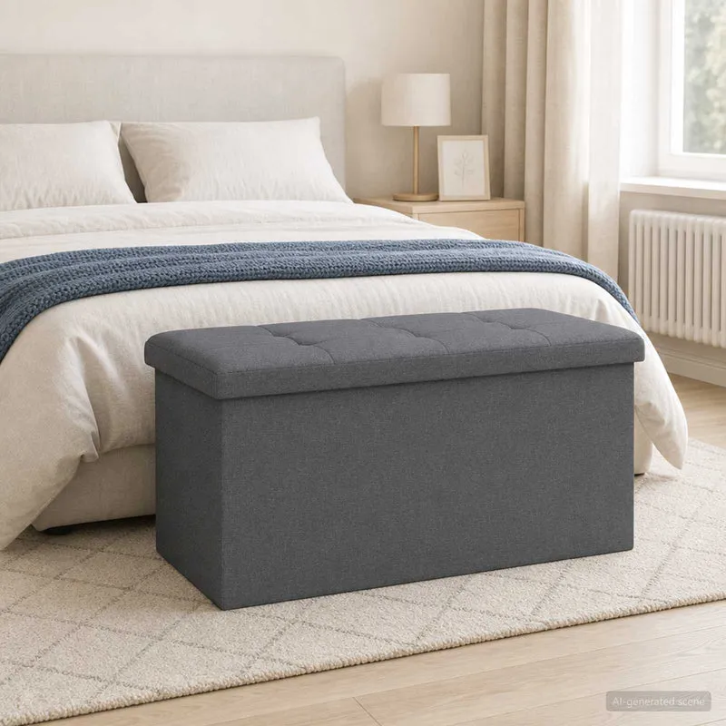 Fällbar Förvaringsbänk Ljusgrå 180 kg 80 L 77 x 38 x 38 cm
