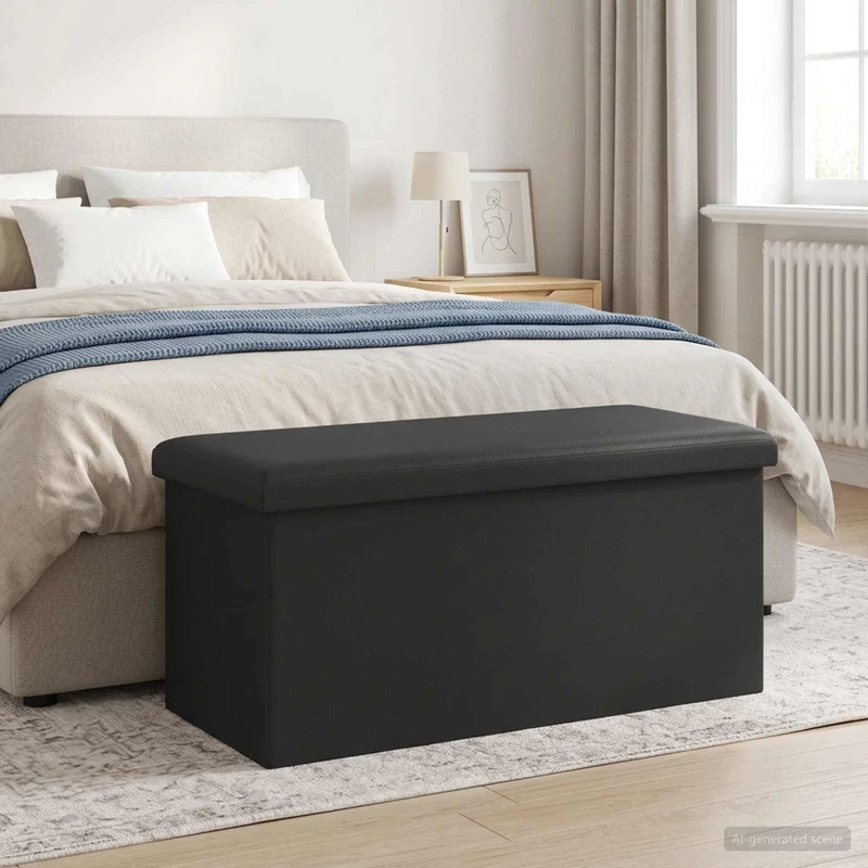 Fällbar Förvaringsbänk Grå 180 kg 80 L 77 x 38 x 38 cm PVC