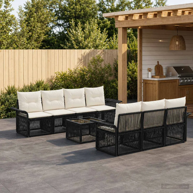 Trädgårdsoffset 8 st Svart konstrotting