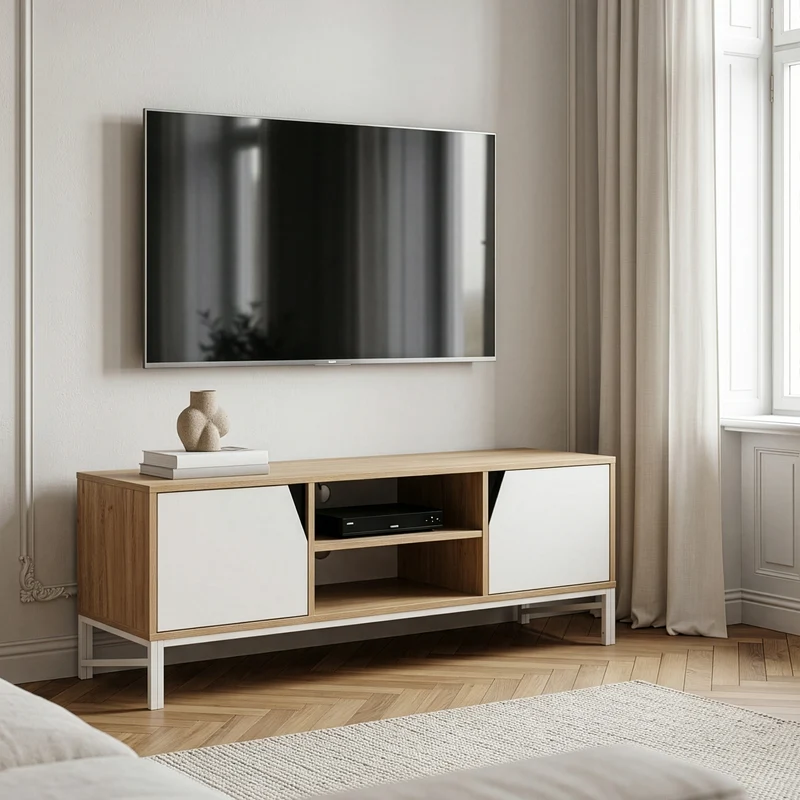 TV-bänk Kerrköndam 120x40x46 cm Eklook/Vit [en.casa]