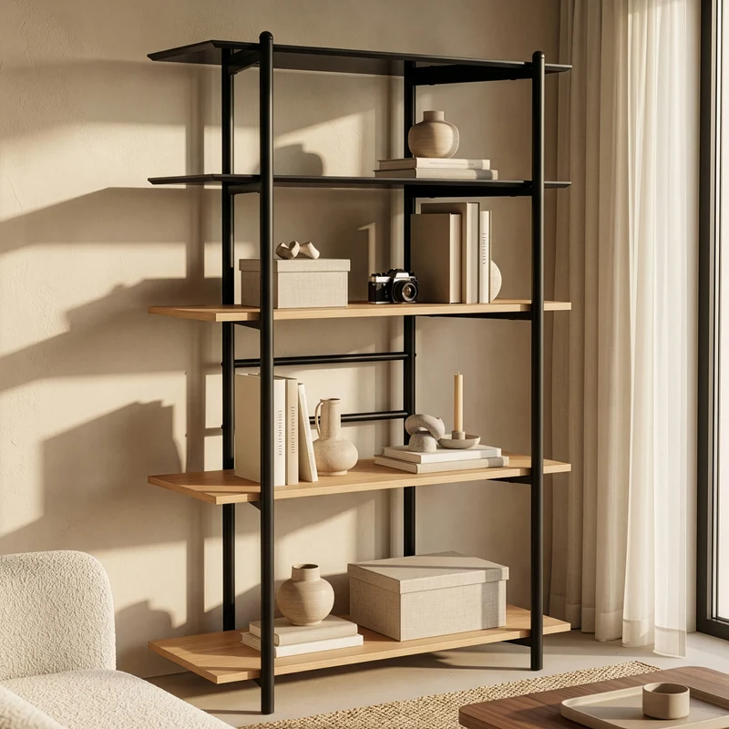 Bokhylla Kappespoo 124x80x35 cm Svart/Eklook [en.casa]