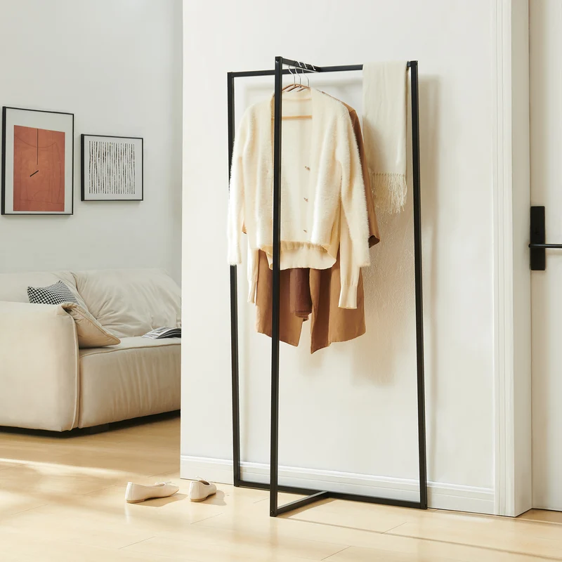 Garderobsställ Norjad 160x80x41 cm Metall Svart [en.casa]