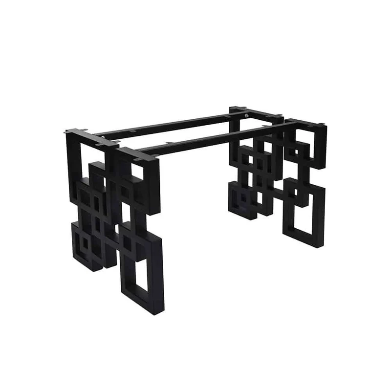 Bordben "Geometri" – Sort Metal Stel til Plankeborde (70 x 160-250 cm)