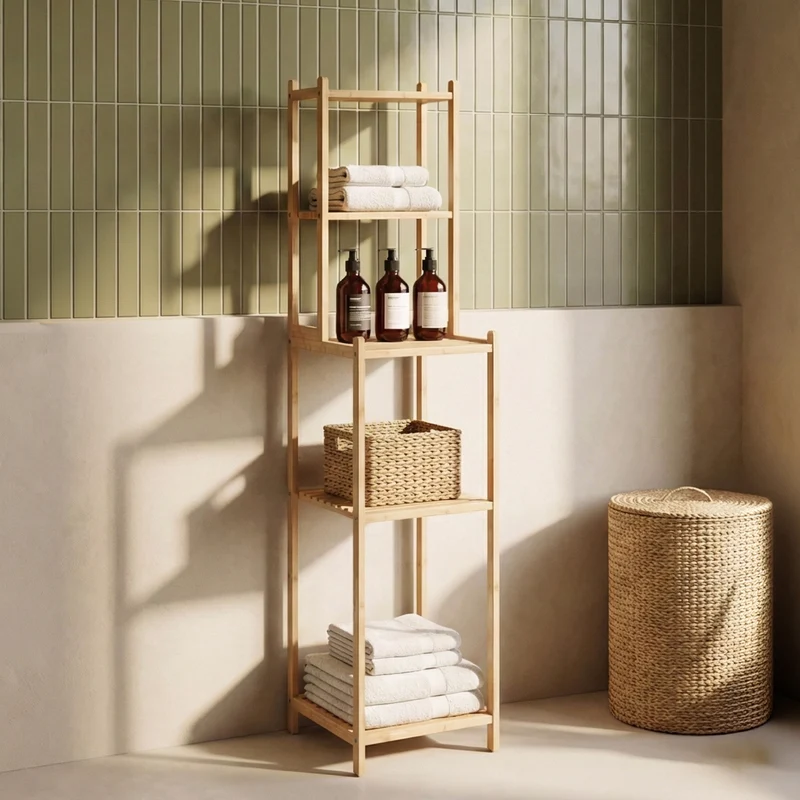Badhylla Anun 128x30x30 cm Bambus Natur [en.casa]