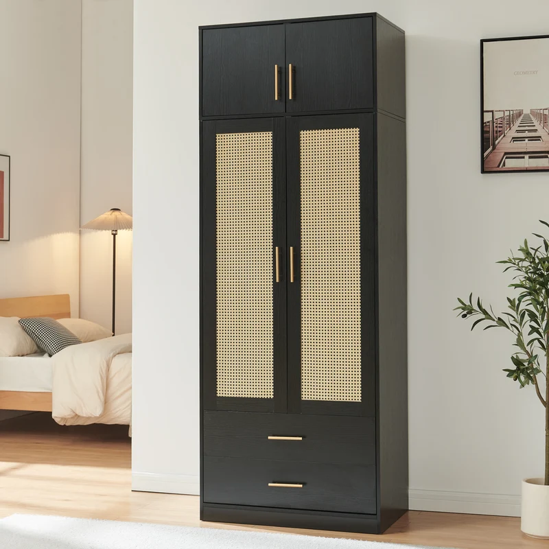 Klädeskåp Larundi 216x80x52 cm med 4 dörrar [en.casa]