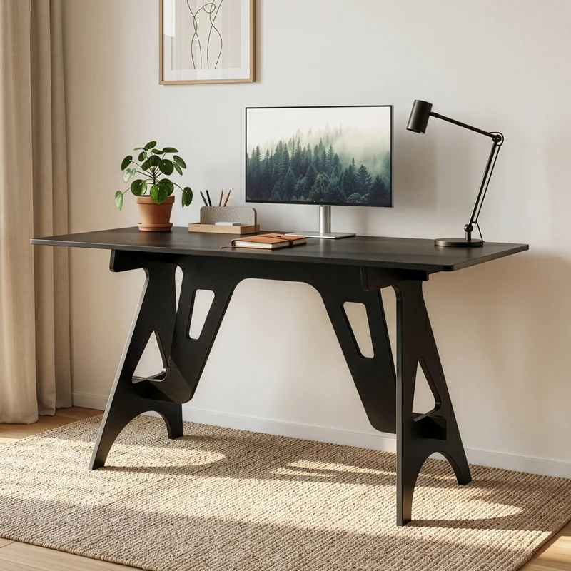 Skrivbord Bostenenna 120x60x75 cm Svart med trästruktur [en.casa]