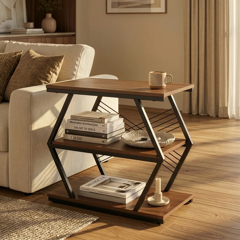 Sidobord Nolarg 65x30x61 cm Svart/Walnussoptik [en.casa]