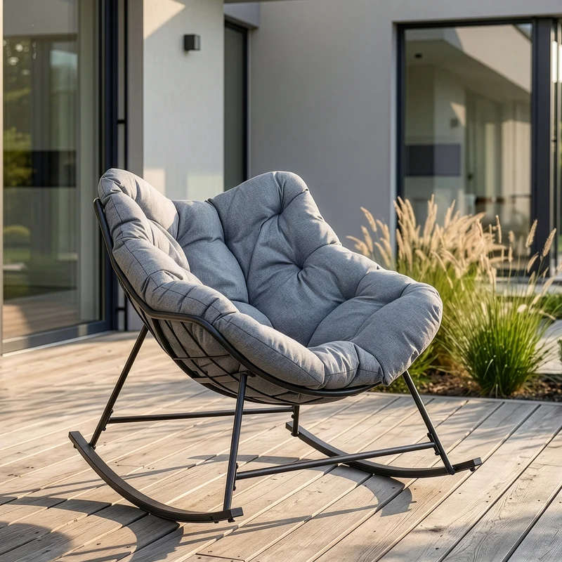 Korggunga Villeneuve 85x90x91 cm Svart/Grå [en.casa]