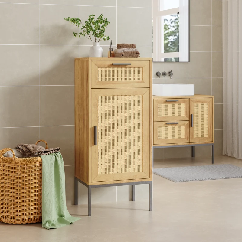 Badrumsskåp Marhasa 92x40x30 cm Eklook/Svart [en.casa]