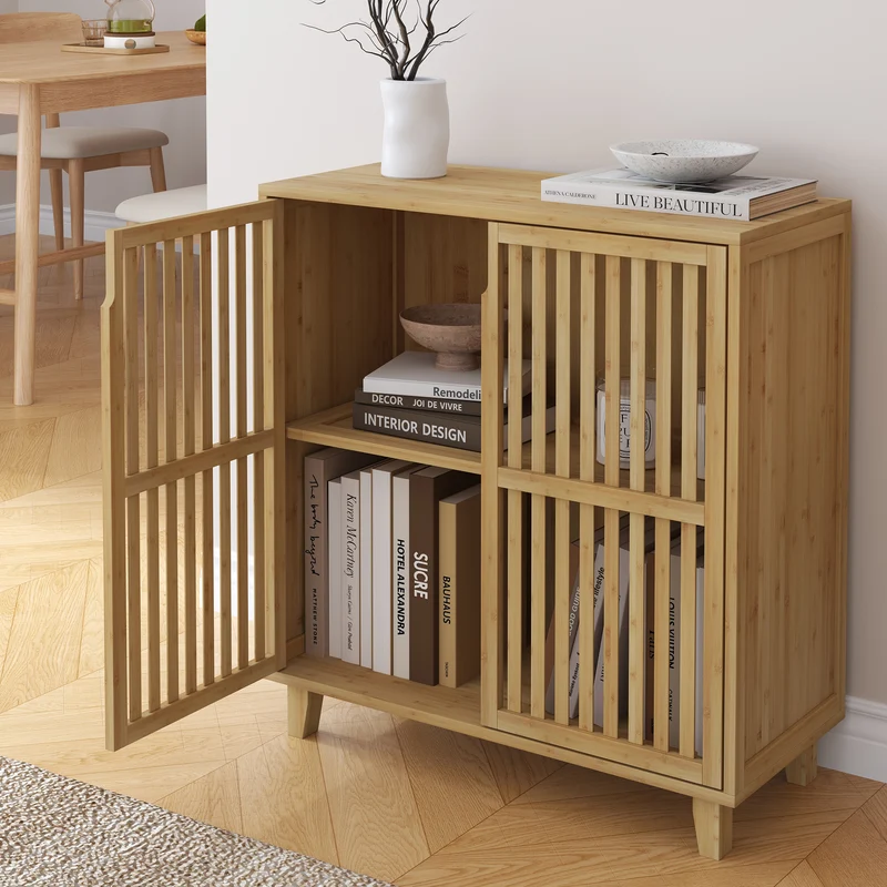 Sidobord Sirgerg 77x72x33 cm Bambus Natur [en.casa]