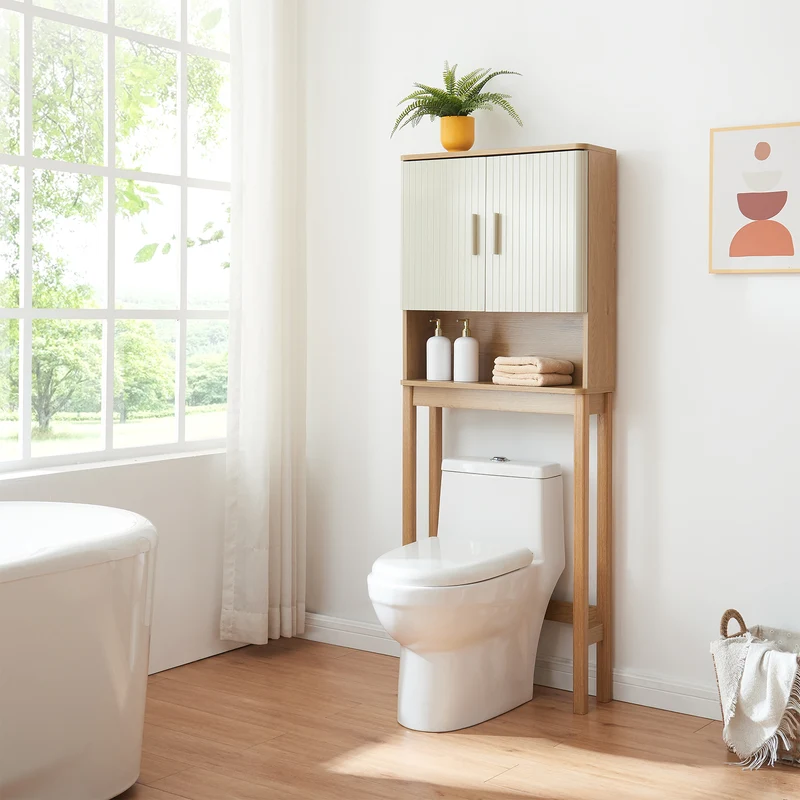 Toalettsskåp Ferrersp 160x63x20 cm Eklook/Sandfärgad [en.casa]