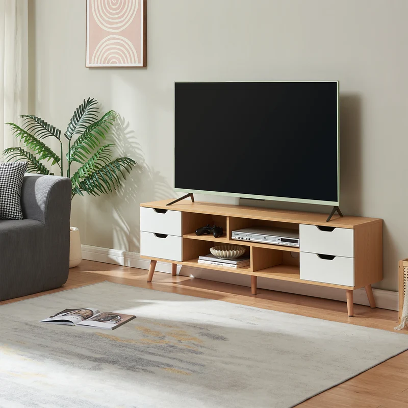 TV-bänk Bordkak 140x30x45 cm Eklook/Vit [en.casa]