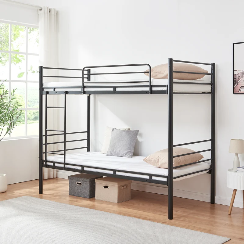 Metall-våningssäng Bevapis 90x200 cm Svart [en.casa]