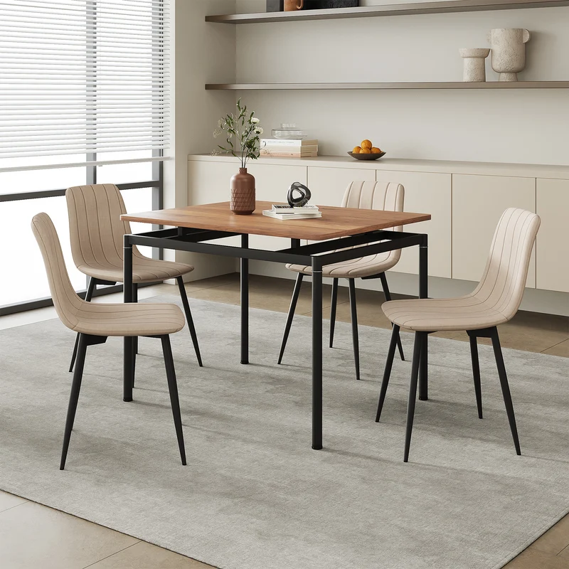 Matgrupp Hemnes 5-delar Eklook/Ljusbrun [en.casa]