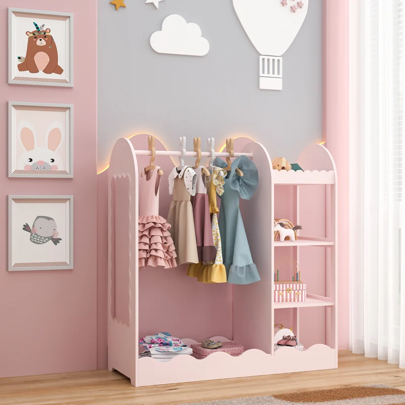 Barnklädhängare Vestnes med spegel 100x94x38 cm Cotton Candy [en.casa]