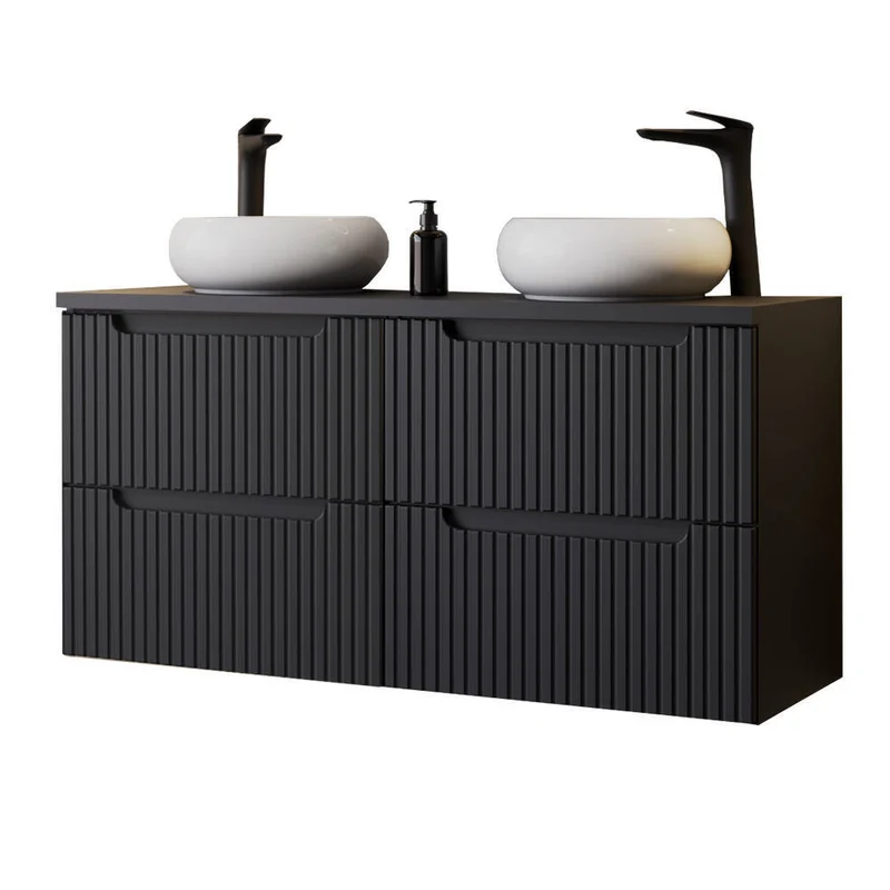 Dubbelhandfat Skelbolu 120x72x40 cm Svart [en.casa]