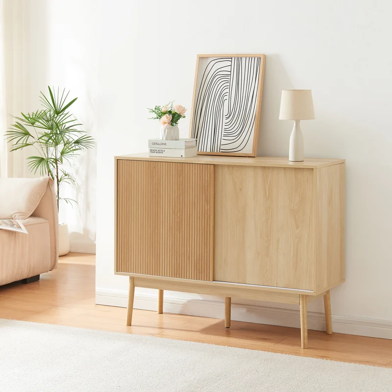 Tv-bänk Landskrona 115x40x48 cm ekfärg [en.casa]