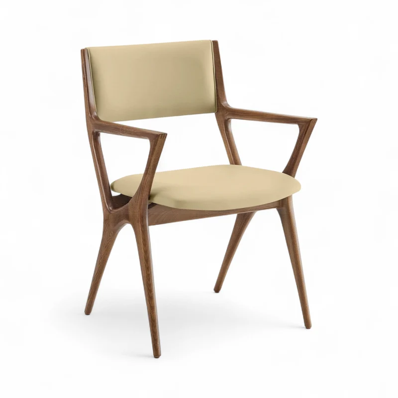 Spider Spisebordsstole (Valnødlakeret & Beige læder)