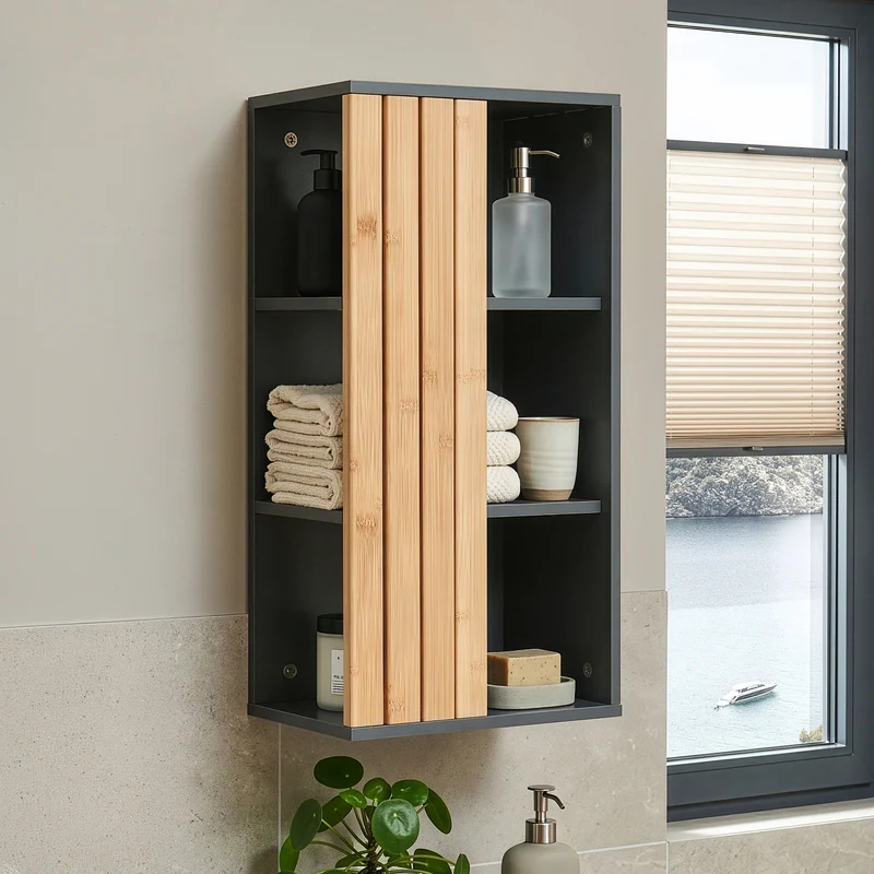 Väggskåp Svanes 60x30x20 cm Mörkgrå/Natur [en.casa]